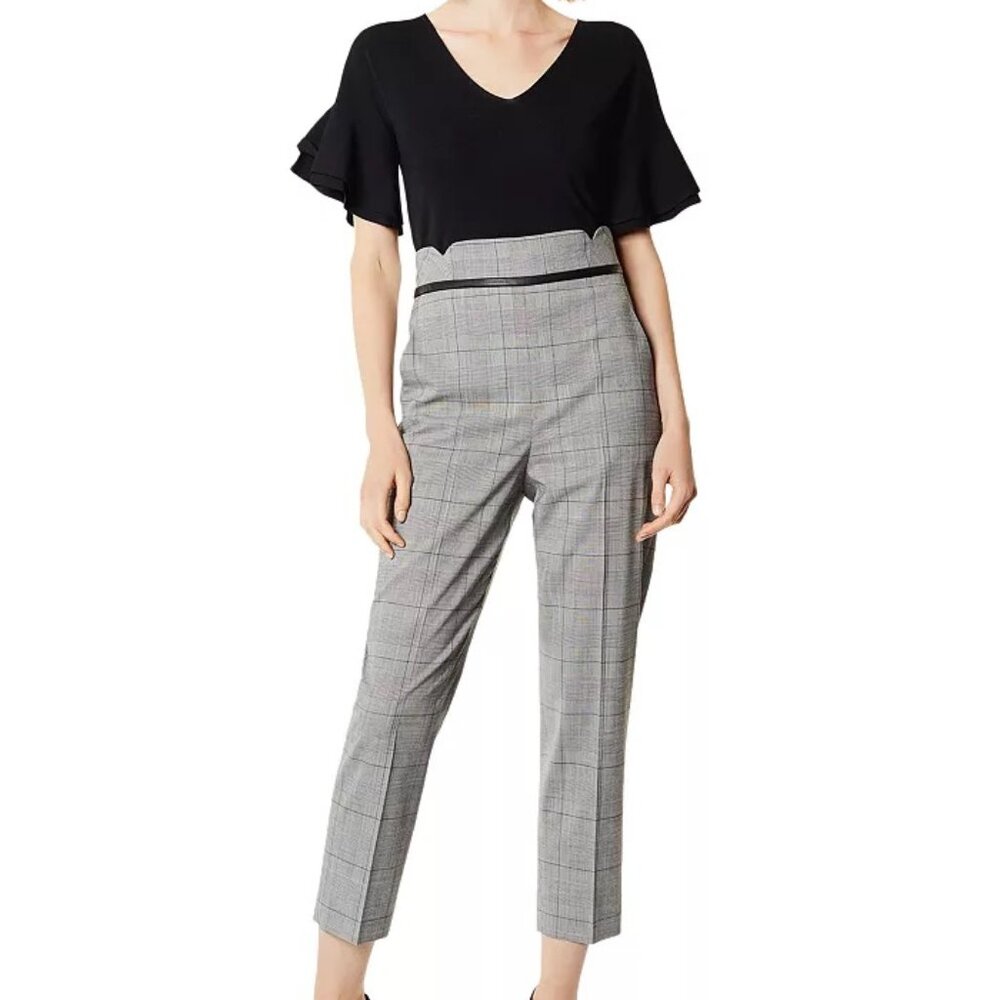 Karen Millen High-Rise Glen Plaid Pants